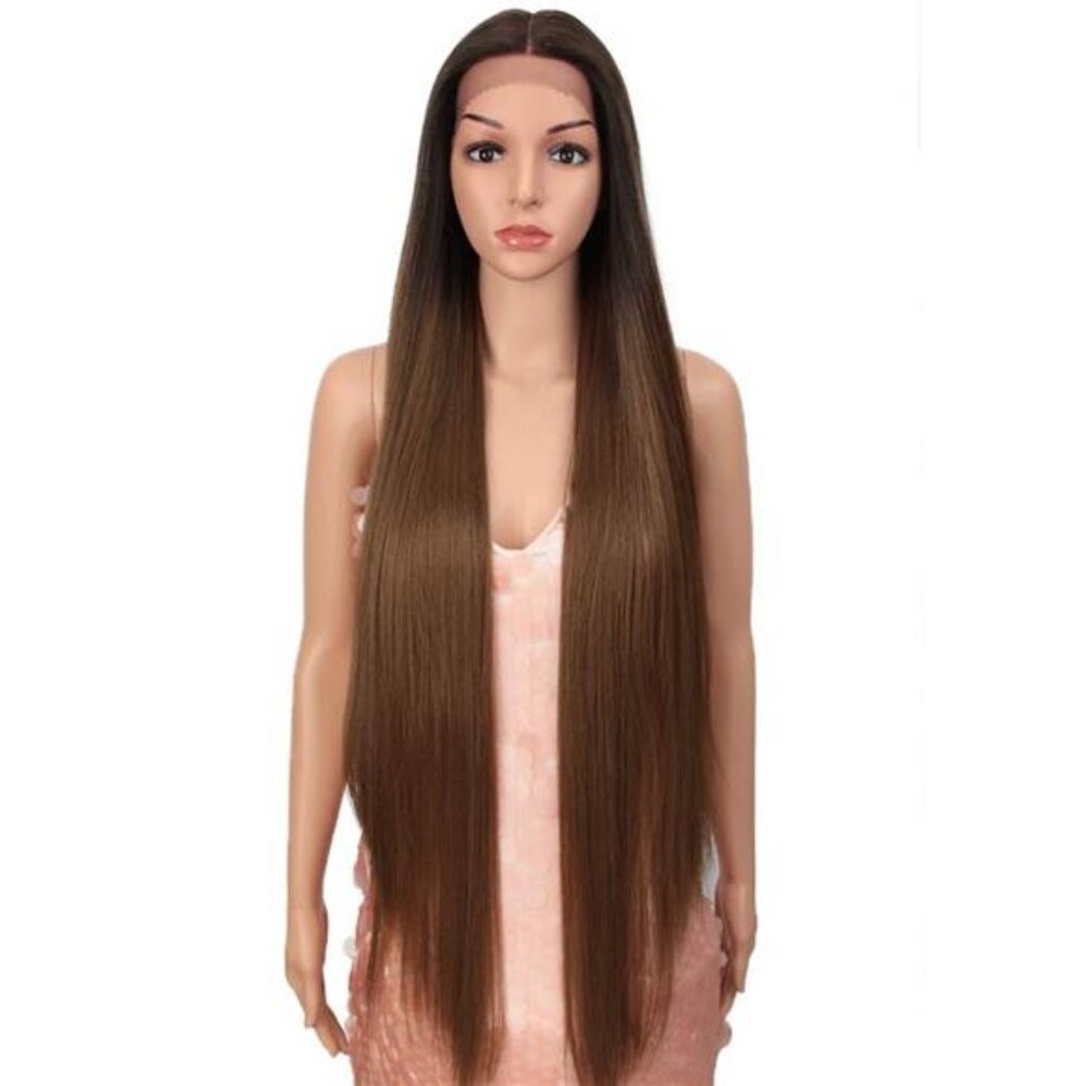 38” Super Long Straight Wigs Lace Front Wigs 6” Deeper Middle Part Blonde Wig